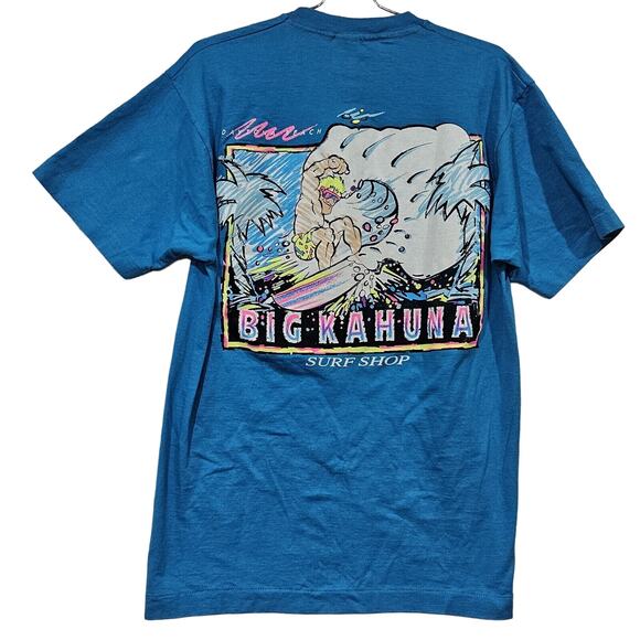 Daytona Beach Big Kahuna Surf Shop Neon TShirt Large Fruit Of Loom Cotton USA